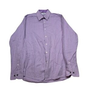 Duchamp London Slim Fit Dress Shirt Mens‎ 15.5 Medium Purple Striped Long Sleeve